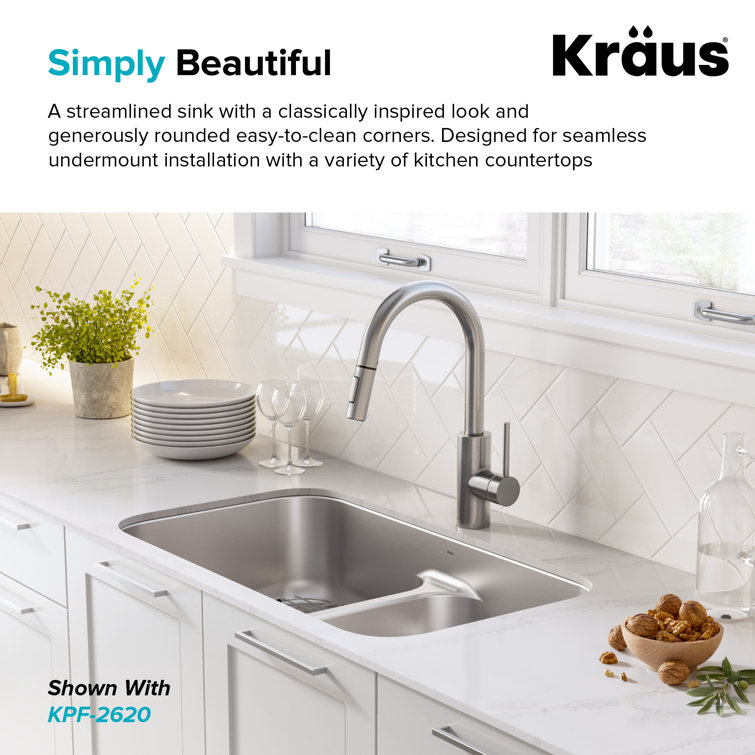 Premier 32-Inch Satin Stainless Steel Double Bowl Undermount Sink