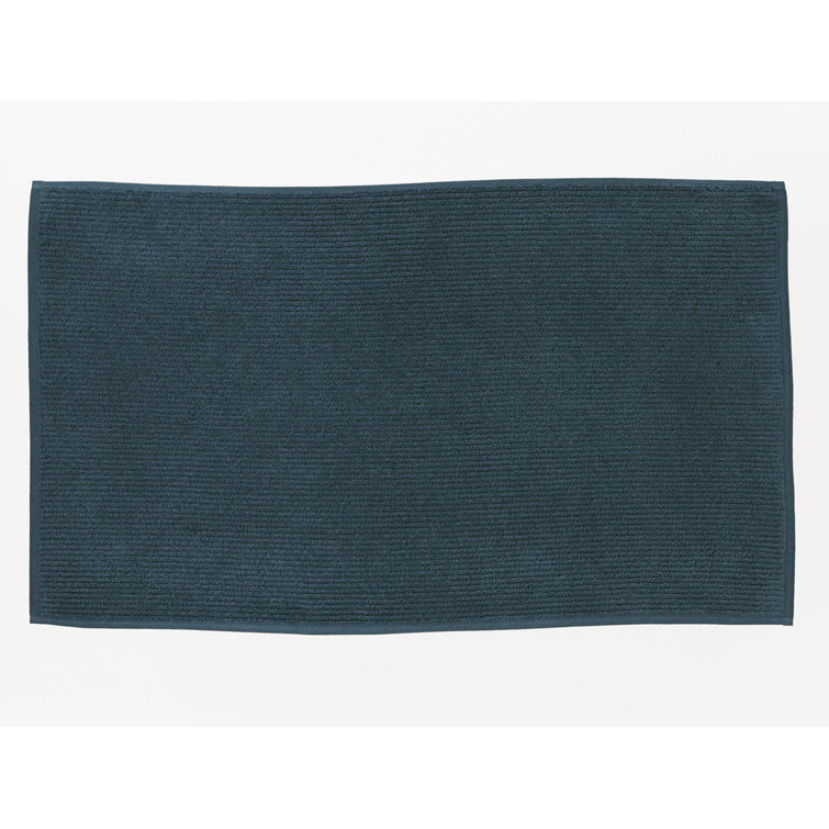 Deep Ocean Organic Cotton Ribbed Rectangle Bath Mat