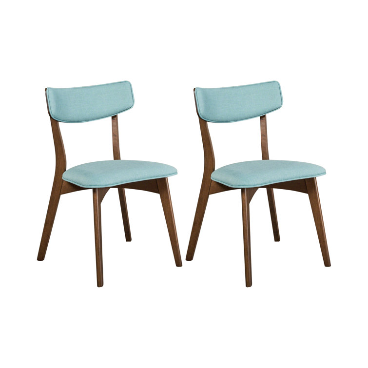 Mint Upholstered Side Chair with Natural Walnut Frame, Set of 2