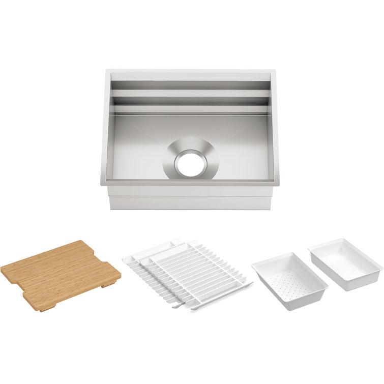 Prolific 23" Stainless Steel Under-Mount Single Bowl Kitchen Sink with Accessories