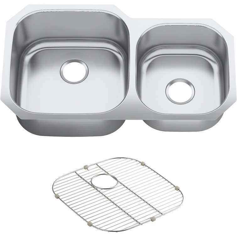 Stainless Steel Double Offset Bowl Undermount Kitchen Sink