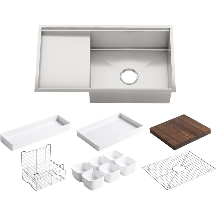 Stages 33" Stainless Steel Single Bowl Kitchen Sink with Accessories