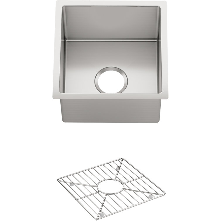 Strive 15" Stainless Steel Under-Mount Bar Sink with Basin Rack