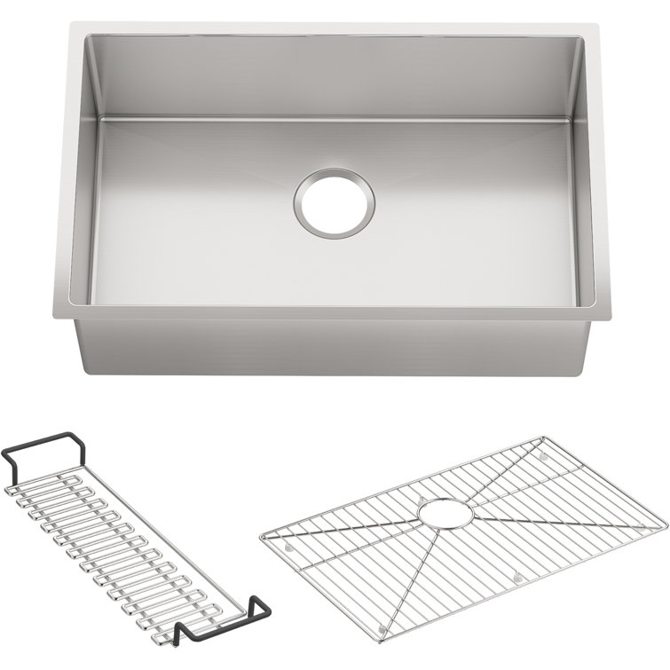 Strive 29-Inch Stainless Steel Single Bowl Kitchen Sink with Rack