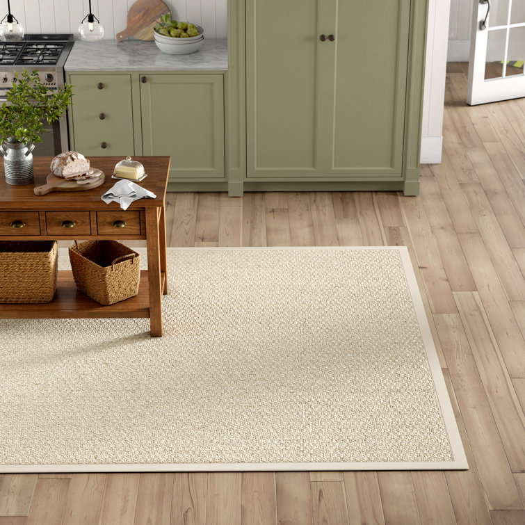 Handmade Ivory Diamond Trellis Wool and Cotton Rug