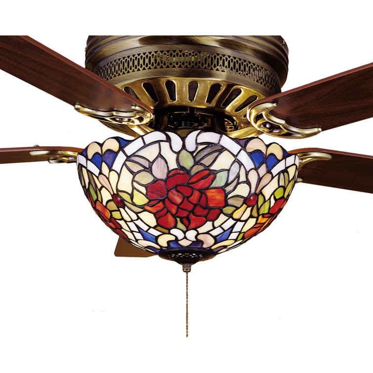 Cabernet Red and Sunset Green 12" Tiffany Stained Glass Fan Light
