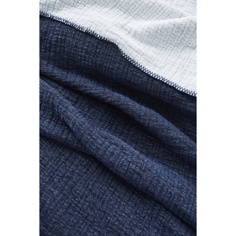 Full Charcoal Organic Cotton Reversible Throw Blanket