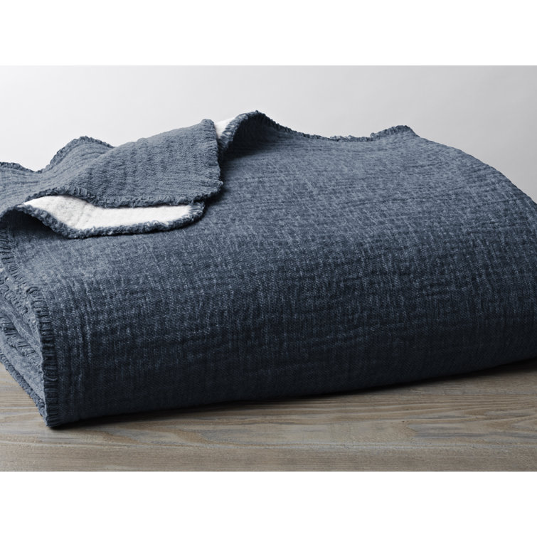 Full Charcoal Organic Cotton Reversible Throw Blanket