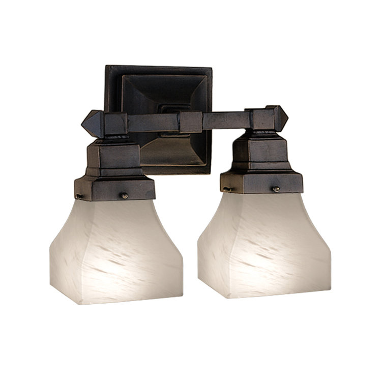Bronze and White Alabaster 2-Light Wall Sconce
