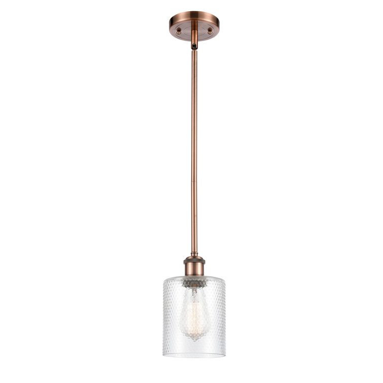 Antique Copper Mini Drum Pendant with Clear Glass Shade