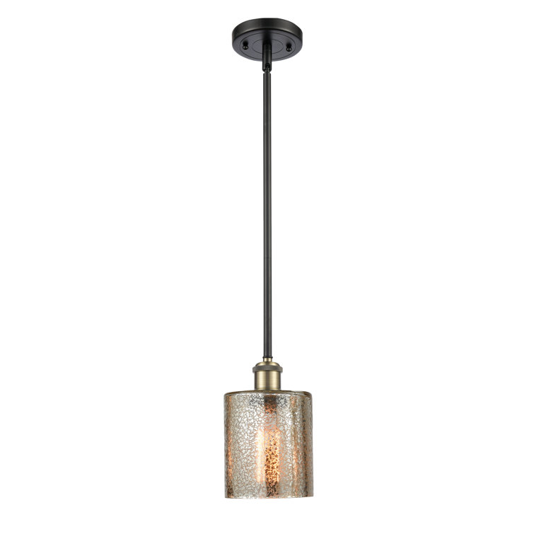 Black Antique Brass Mercury Glass Mini Pendant Light