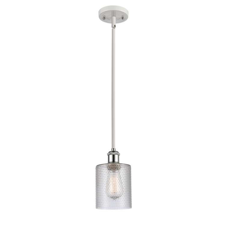 Mini White Polished Chrome Glass Drum Pendant Light