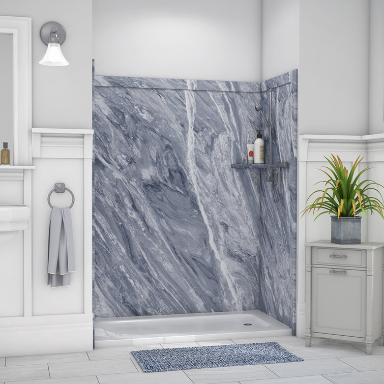 Beaumont Blue Marble 60" x 36" x 80" Shower Wall Surround