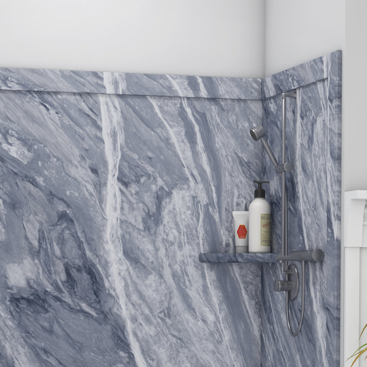 Beaumont Blue Marble 60" x 36" x 80" Shower Wall Surround