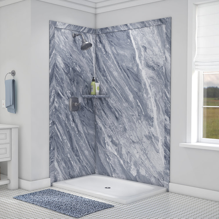 Beaumont Gray Marble 48" x 36" Shower Wall Panel Kit
