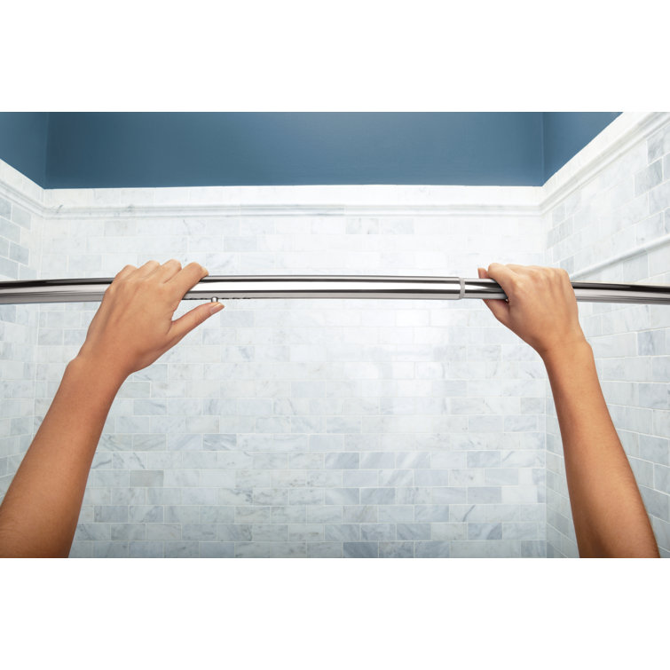 Adjustable Chrome Tension Curved Shower Curtain Rod