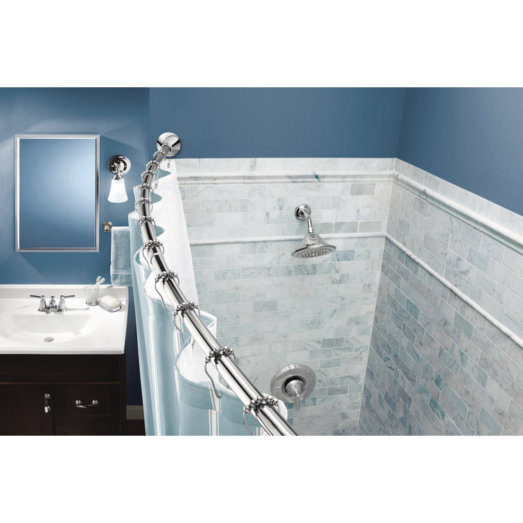 Adjustable Chrome Tension Curved Shower Curtain Rod