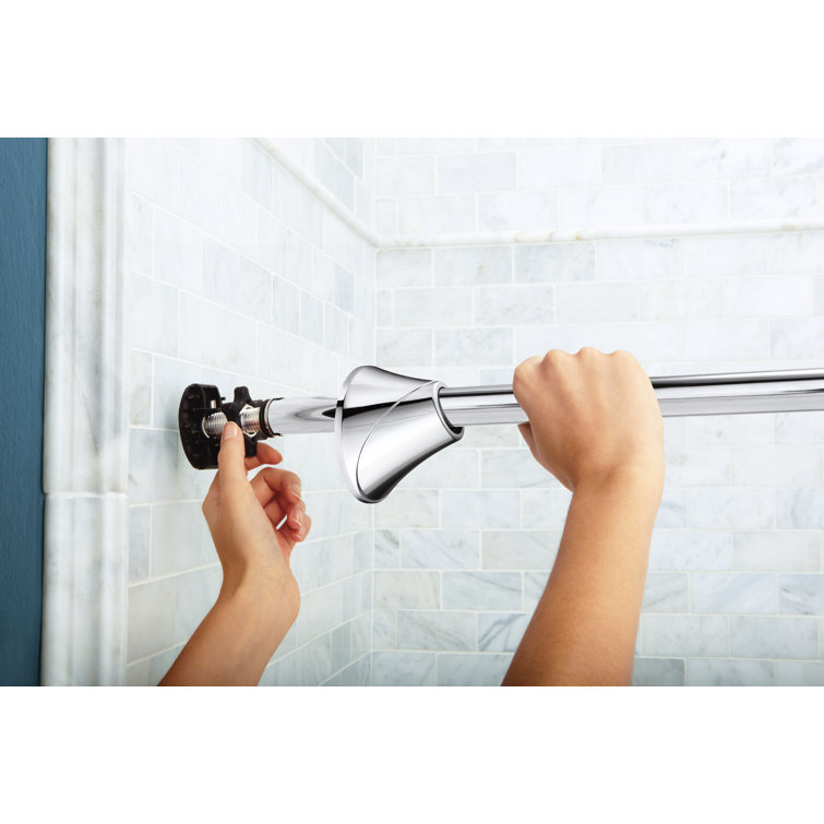 Adjustable Chrome Tension Curved Shower Curtain Rod