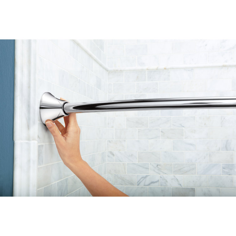 Adjustable Chrome Tension Curved Shower Curtain Rod