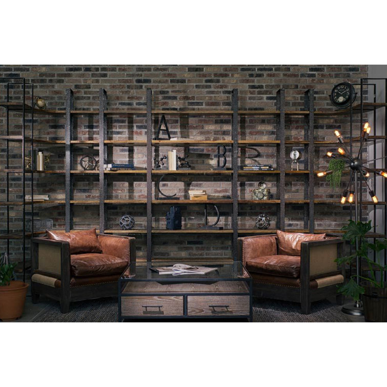 Eccles 90" Black and Brown Solid Wood Corner Bookcase