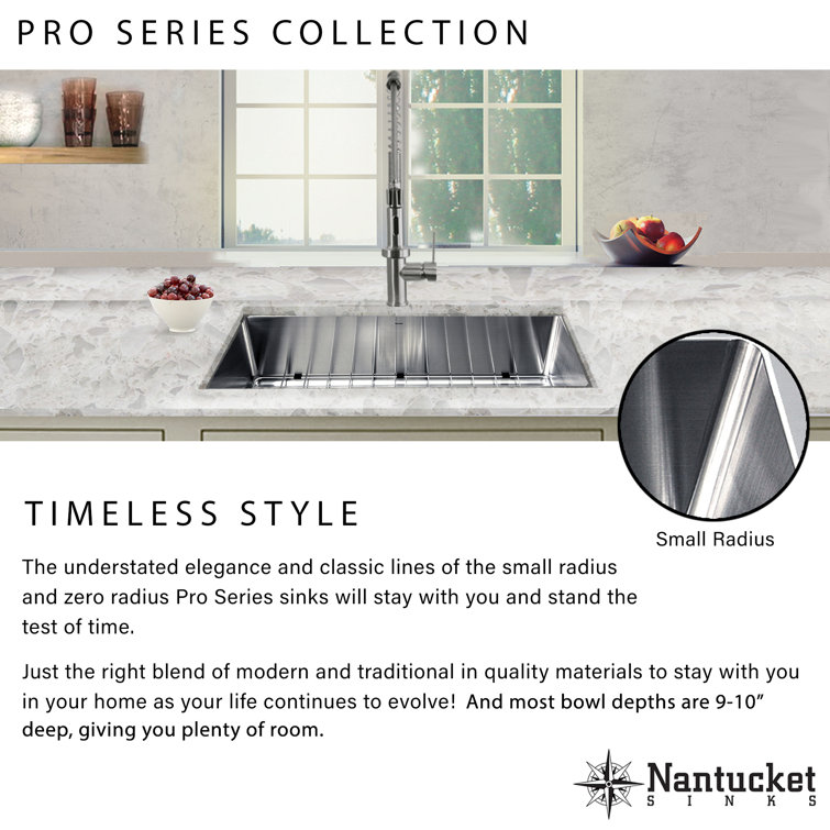 Pro Series 32'' Brushed Satin Stainless Steel Double Bowl Undermount Kitchen Sink