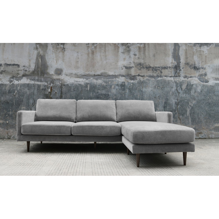 Luxe Gray Polyester 2-Piece L-Shaped Sectional with Square Arms