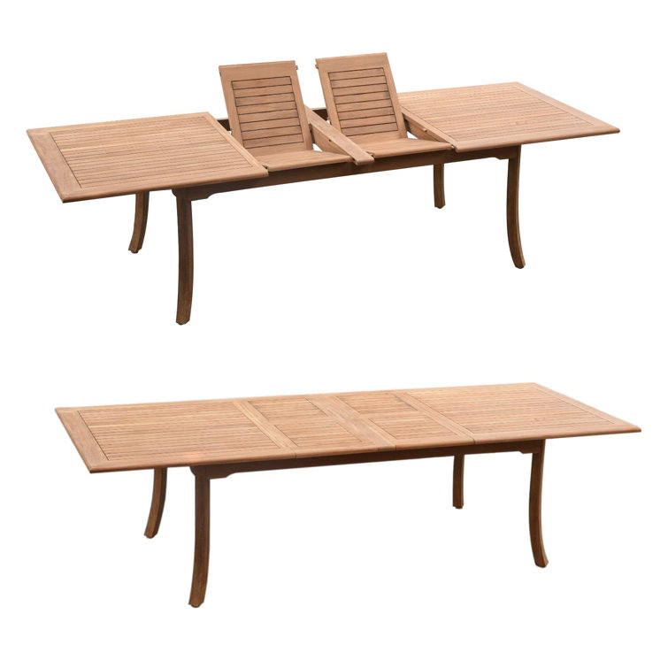 Natural Teak 118" Extendable Outdoor Dining Set with 12 Stackable Chairs