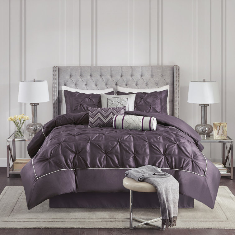 Plum King 7-Piece Tufted Comforter Set with Decorative Pillows
