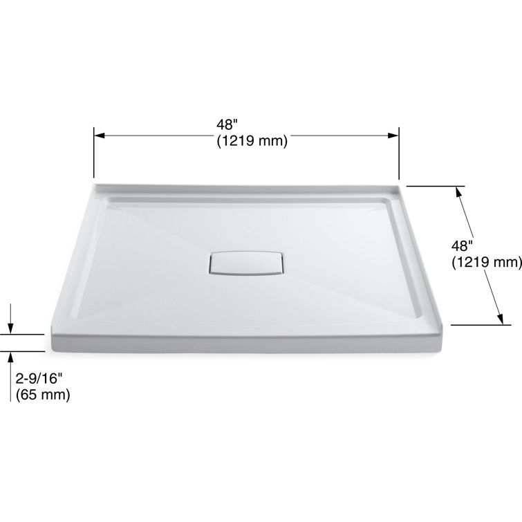 Archer White 48" x 48" Single Threshold Shower Base