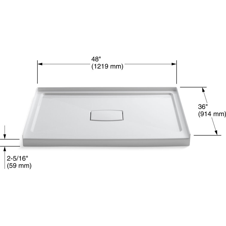 Archer White Acrylic 48" x 36" Shower Base with Removable Cover