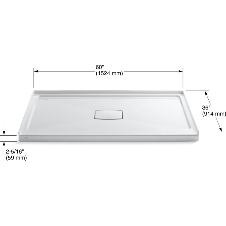 Archer White 60" x 36" Single Threshold Shower Base
