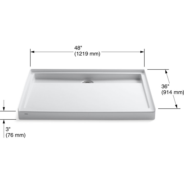 White Acrylic 48" x 36" Single Threshold Shower Base