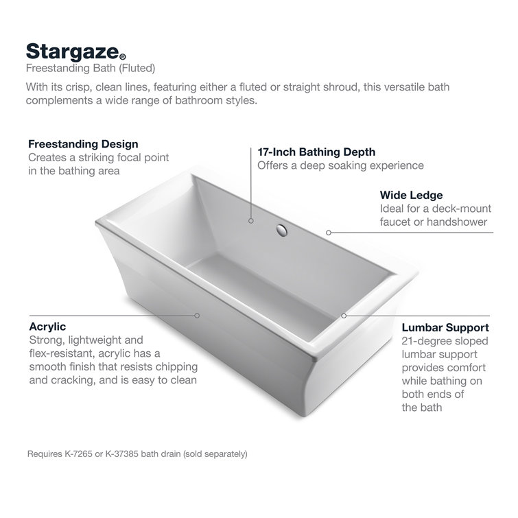 Stargaze 72" White Acrylic Freestanding Soaking Bathtub