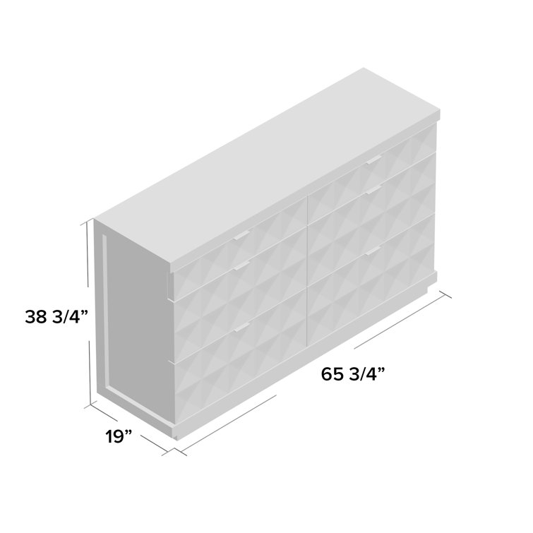 Transitional Axiom 6-Drawer Dresser in White and Gray with Artistic Flair