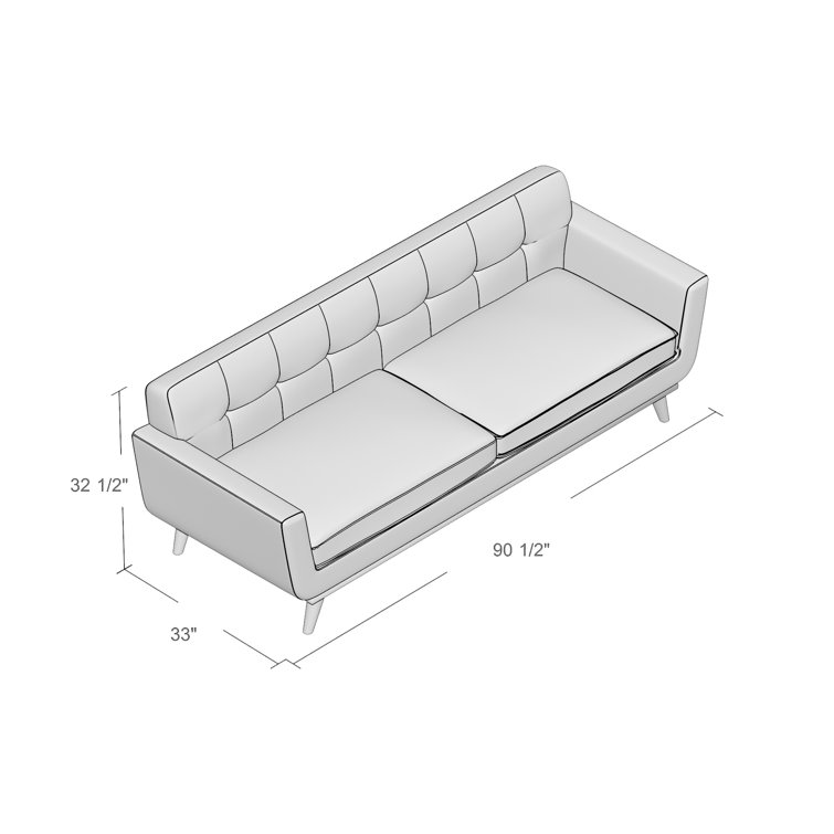 Azure Tufted Fabric Sofa with Removable Cushions