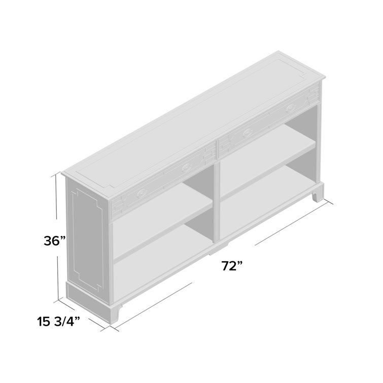 Light Stockton Grey Limestone Low Bookcase Console with Brass Handles
