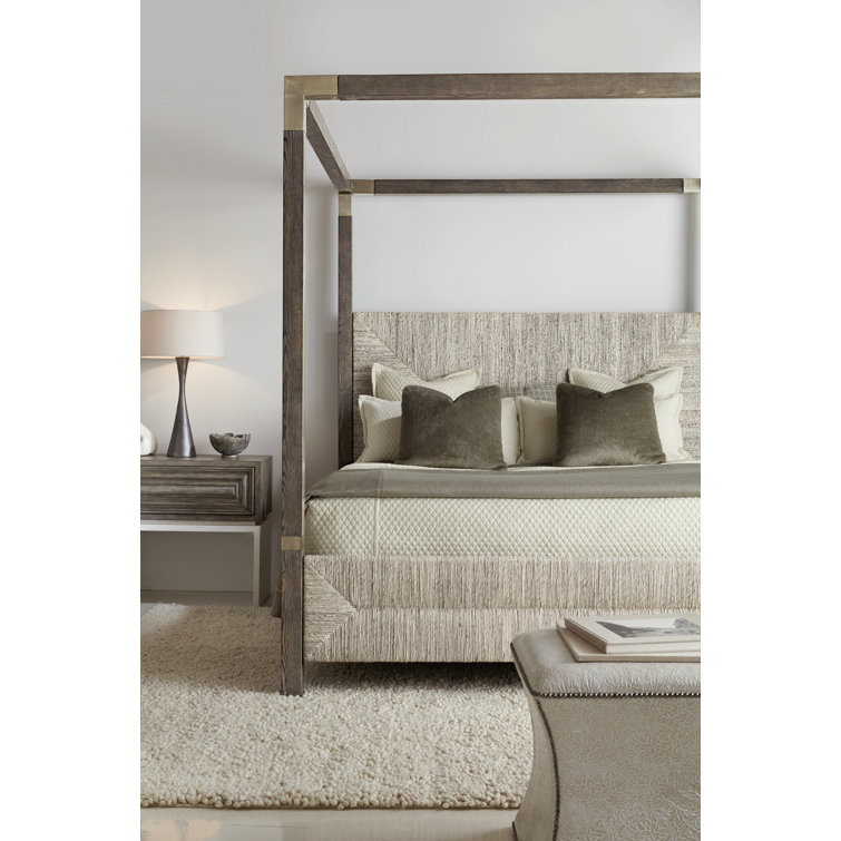 Gray and White Oak 1-Drawer Nightstand