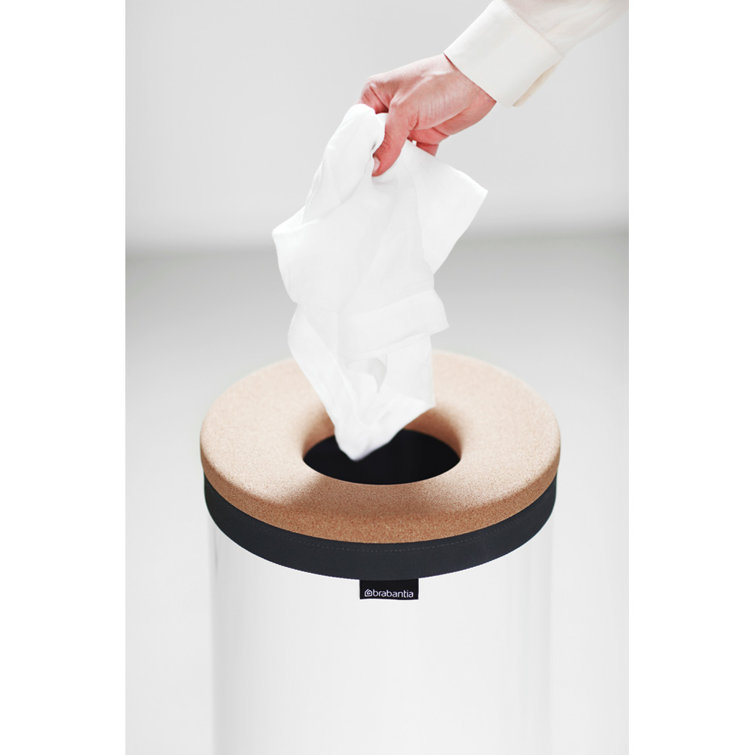 Large White Steel Laundry Hamper with Cork Lid