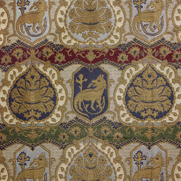 Grande Hall Cherry Mahogany Upholstered Bench with Lion Carvings