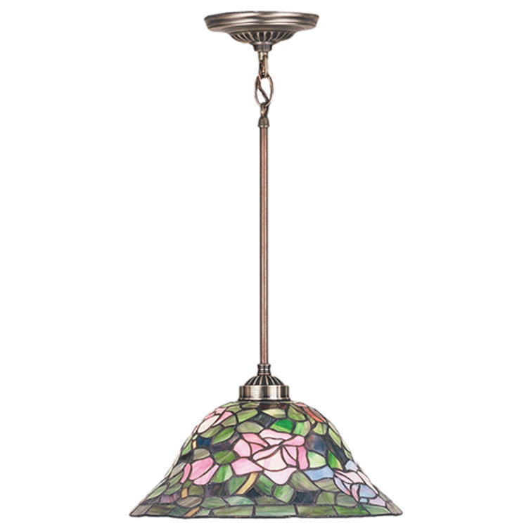 Tiffany Style Bronze and Glass Pendant Light