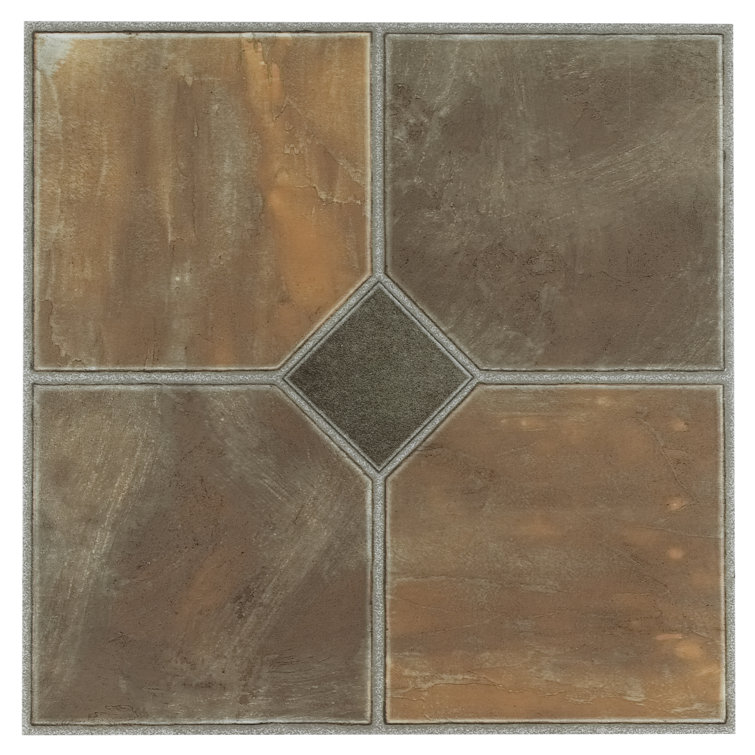 Sterling Rustic Slate Self-Adhesive 12-Inch Vinyl Floor Tiles