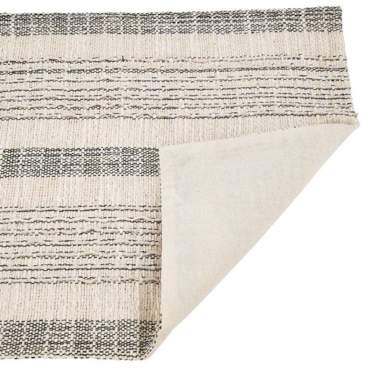 Ivory and Gray Woven Cotton Striped Placemat Set