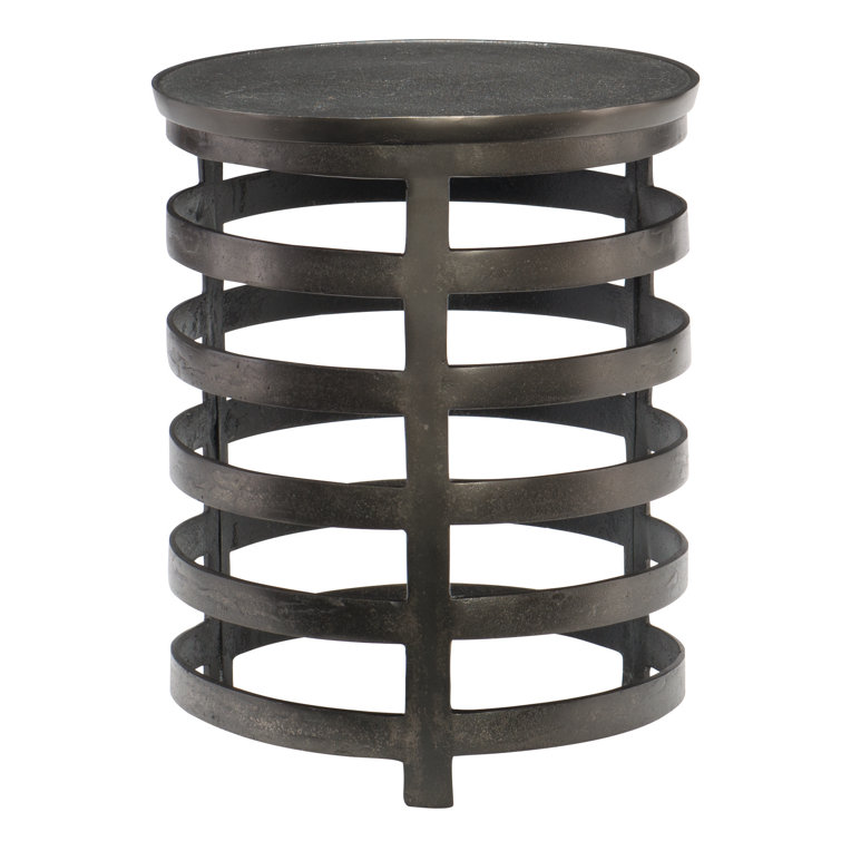 Black Round Metal Storage Occasional Table