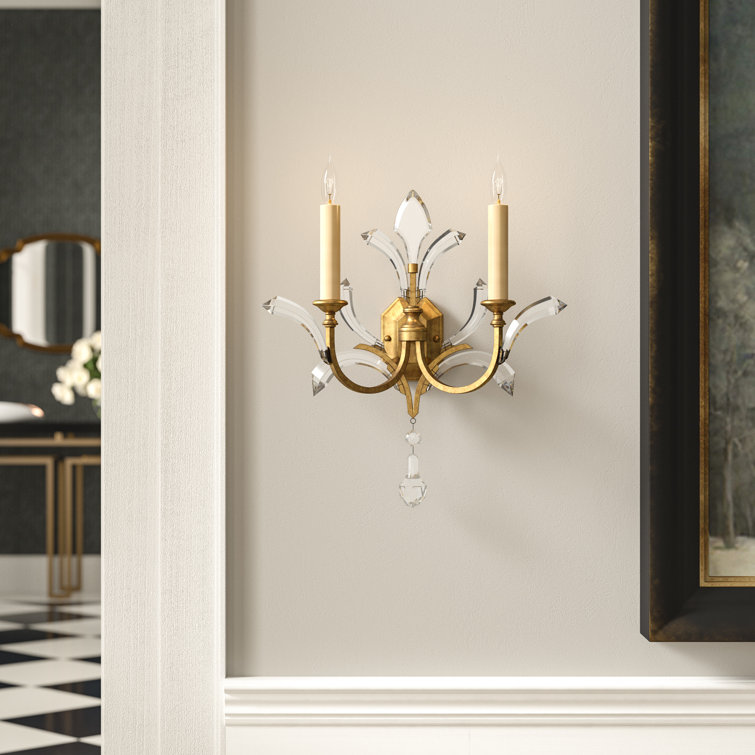 Beveled Arcs 2-Light Wall Sconce with Crystal Accents in Silver Leaf