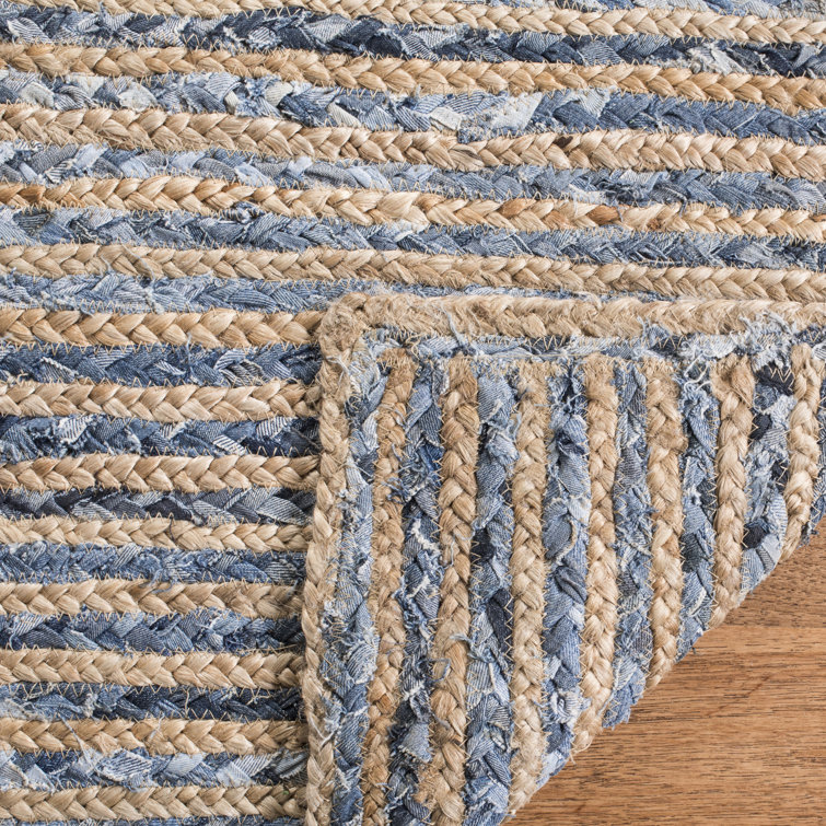 Coastal Breeze Blue Handwoven Jute Runner Rug - 27" x 8"