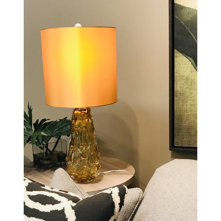 Valencia Clear Burnt Orange and Dark Amber Fabric Shade Table Lamp