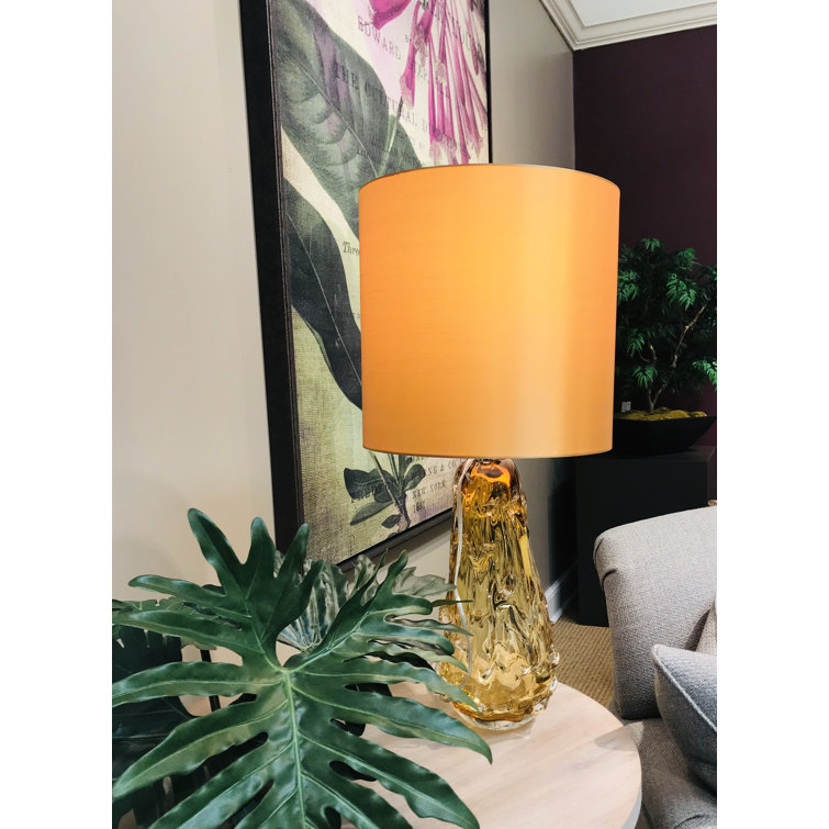 Valencia Clear Burnt Orange and Dark Amber Fabric Shade Table Lamp