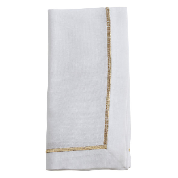Gold Embroidered Line Design 20" Cotton Napkin Set