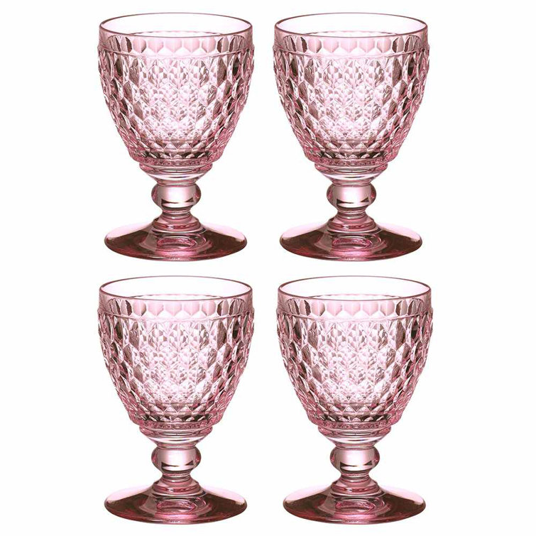 Boston Clear Crystal Goblet Set with Honeycomb Pattern