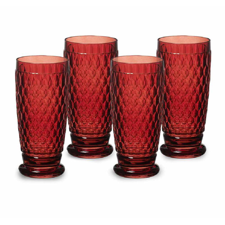 Villeroy & Boch Red Crystal Highball Glass Set of 4
